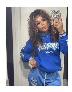 Respirant hommes polaire deux pièces tenue fermeture éclair complète à capuche et pantalon évasé survêtement 100% coton polaire Jogging mode costume - Product Image 2