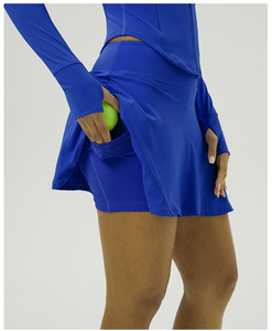 Women Tennis Sport Wear High Elastic Casual Two-Piece Set Pocket Zipper Gym Jacket Women Anti-walking Tennis <b>Skirt</b> Women Set - Product Image 5