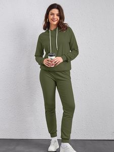 Custom Logo Men's Winter Solid Hooded 2-Piece Tracksuit Set with Cotton Fleece <b>Hoodie</b> & Sweatpants-Breathable Design - Product Image 3
