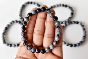 Wholesale Best Attractive Natural <b>Healing</b> Snowflake Black Obsidian 8mm Polished <b>Bracelet</b> for Meditation Jewelry - Product Image 4