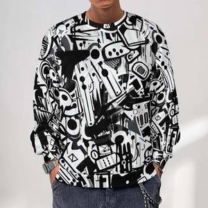 Sudadera personalizada de cuello redondo para hombre para invierno, Jersey térmico de Hip Hop con grafiti desgastado, estilo informal transpirable - Product Image 5