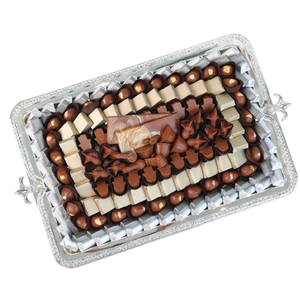 Bandeja de chocolate moderna hecha a mano Bandeja de metal chapada en oro de gran tamaño Premium con acento floral para bodas y regalos de aniversario - Product Image 5