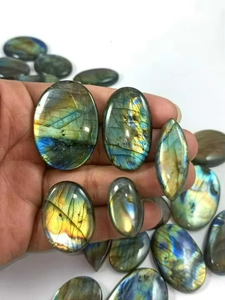 Cabujón de labradorita de fuego, labradorita dorada Natural, piedra preciosa semipreciosa pulida suave, lote de piedra de forma mixta azul - Product Image 2