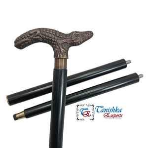 Bastón de Madera Plegable Hecho a Mano con Acabado Antiguo de Cobre y Mango de Cocodrilo, Regalo para el Día de la Madre y del Padre - Product Image 5