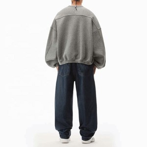 Haute qualité 100% coton éponge col rond à manches longues sweat personnalisé thermique couleur unie nouveau Style brodé pour l'hiver - Product Image 5