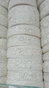 <b>White</b> Sequins Floral 3D Flower Embroidery Eco-Friendly Lace Trim <b>Bridal</b> Wedding Dress Fabric Luxury Designer Gown Border Garment - Product Image 4