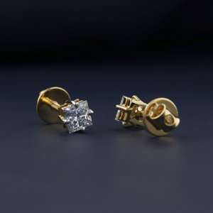 0.80 Ct Bleu Clair Princesse Diamant Vis Retour 4 Prong Set Lab Grown Diamond Stud Boucles D'oreilles Solitaire Diamant 14k Or Boucle D'oreille - Product Image 2