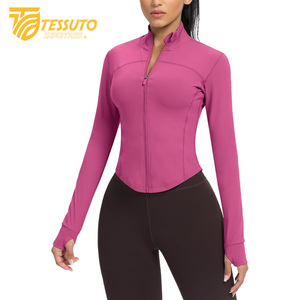 Women's Lightweight Long Sleeve UPF 50+ Hoodie Breathable Full Zip Winter Workout Sun Protection with <b>Stand</b> Collar - Product Image 5