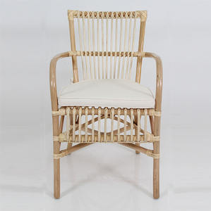 <b>Retro</b> Natural Teak <b>Dining</b> Armchair with Cushion Handwoven Wicker for Eco-Friendly Durable Outdoor Use in Park Kitchen Villa - Product Image 3