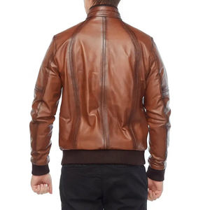 แจ็คเก็ตหนังแท้สีน้ำตาลดีไซน์ล่าสุดสำหรับผู้ชาย คุณภาพพรีเมียม ผลิตตามสั่ง ราคาขายส่ง - Product Image 4