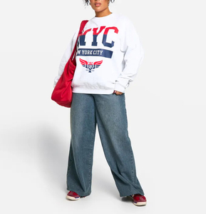 เสื้อสเวตเชิ้ตคอกลมทรงหลวมโอเวอร์ไซส์แฟชั่นฤดูหนาวคุณภาพสูงแบบสั่งทำพิเศษสำหรับผู้หญิง - Product Image 1