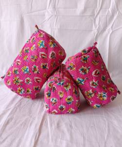 <b>Toiletry</b> Pouches <b>for</b> <b>Women</b> With Zipper in 3 Pcs Handmade Block Printed <b>Toiletry</b> Pouch Makeup Accessory Cosmetic Organizer - Product Image 3
