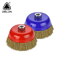 Brosse à fil cranté DELUN pour meuleuse d'angle avec filetage M10 M14 5/8-11, fil en acier au carbone et en acier inoxydable