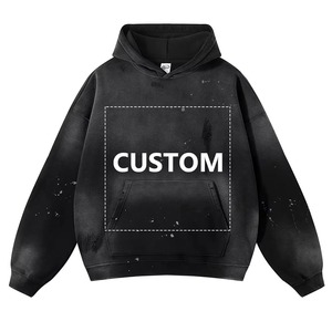 Sweat-shirt à capuche en coton 380G pour hommes personnalisé, pullover à motif imprimé DTG sportif délavé pour l'automne/hiver - Product Image 4