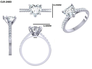 Bague de fiançailles et de mariage en moissanite pour femmes, 2 ct, coupe cœur, bague en or blanc massif 14 carats, cadeau de la Saint-Valentin, bijoux fins - Product Image 6