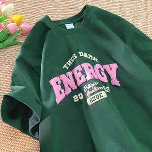 YITE alta calidad puro algodón 250gsm peso pesado gota hombro camisetas personalizadas 3D Puff estampado camiseta de gran tamaño para hombres - Product Image 5