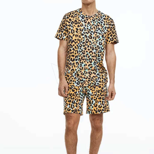 Personnalisé Hommes High Street Style Velour Sport Twin Set Respirant Satin Imprimé T-Shirt À Manches Courtes Solide Plus La Taille Hiver - Product Image 4