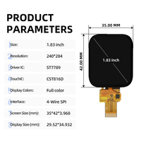 Layar Sentuh Kapasitif IPS 1.83 " Resolusi 240X284 Driver ST7789 Pengontrol Sentuh CST816D Antarmuka SPI 4-kabel untuk