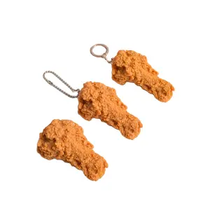 Factory direct simulation food keychain, fried chicken burger fries pendant new creative keychain