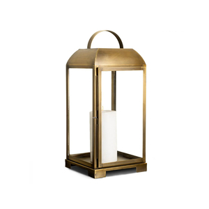 Linterna de Metal dorado antiguo con paneles de vidrio Portavelas vintage con manija y puerta para decoración del hogar Uso en fiestas de bodas - Product Image 2