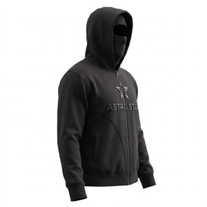 Balaclavas unisexes pour hommes et femmes, à capuche zippée, brodées, en molleton 100 % coton, légères, coupe oversize, style streetwear - Product Image 4