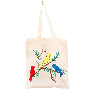 Bird Cartoon Printed <b>Eco</b>-friendly Cheap Wholesale Reusable Non Woven Tote 100% Organic Cotton Gots Certificate Recycled Hand Bag - Product Image 1