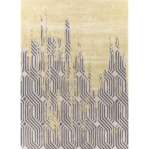 Adrift Gold <b>Hand</b> <b>Tufted</b> Wool & Viscose <b>Rug</b> Geometric Pattern for Home Use-Tra-15235 - Product Image 1