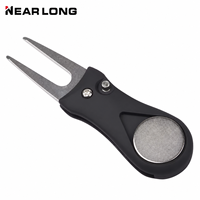 Outil de réparation de divots de golf magnétique à lame escamotable avec marqueur de balle vierge, personnalisable avec logo du fabricant, accessoire de golf pliable pour cadeau
