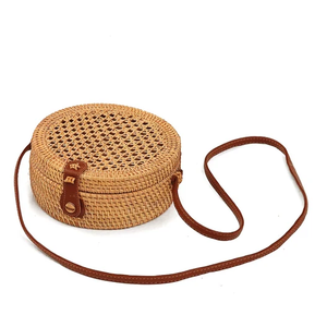 Bolso de mimbre de paja al mejor precio, bolso natural redondo para mujer, bolso circular minimalista a la moda - Product Image 5