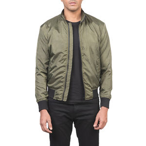 Blouson aviateur sportif en satin pour hommes avec fermeture à glissière en toile résistante à l'eau décontracté à l'extérieur avec col montant-Vente en gros bas quantité minimale de commande - Product Image 1