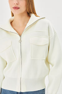 Abrigo Corto Casual para Mujer, Tejido de Punto con Cierre, Cómodo para Uso Diario, con Capucha, Elegante y Confortable - Product Image 4