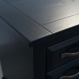 Modern <b>Side</b> Table with 3 <b>Drawers</b> Black Color Living Room Dining Furniture Eco-Friendly Rubber Wood MDF Durable Construction - Product Image 4