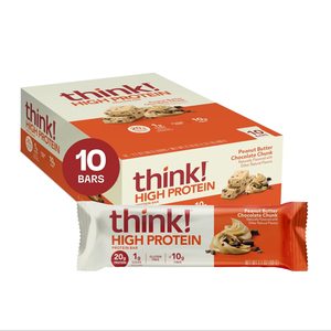 think! Protein <b>Bars</b>, High Protein Snacks, Gluten Free, High Fiber, Peanut Butter Chocolate Chunk, 10 Count - Product Image 1