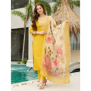 NUEVO KURTA Y PANTALÓN DE RAYÓN DE VISCOSA PURA CON TELA SUPERIOR DUPATTA REYON DE VISCOSA PURA CON CODIFICACIÓN DE SECUENCIA - Product Image 1