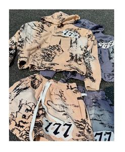 Sudaderas con capucha de camuflaje Terry francés con estampado digital personalizado, conjunto corto de verano con capucha y pantalones cortos, conjunto de chándal - Product Image 1