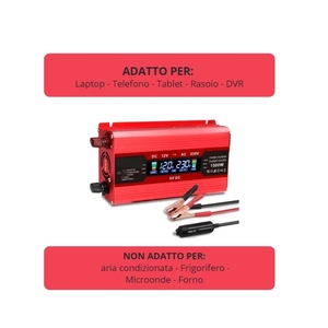 อินเวอร์เตอร์อัตโนมัติ 12V เป็น 230V 650W (1500W พีค) พร้อมหน้าจอ LCD พอร์ต USB 2 ช่อง ปลั๊ก EU พัดลมในตัว แปลงแรงดันไฟฟ้าอัตโนมัติ - Product Image 5