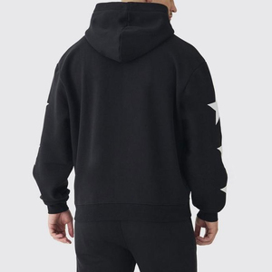 Chándal para hombre con logotipo personalizado de algodón 100%, chándal con estampado de soplo de peso pesado, chándal con dobladillo crudo de invierno, opciones de talla grande - Product Image 5