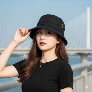 Casquette seau en velours à chevrons vieilli avec logo personnalisé UCAN, style rétro vintage, prêt pour les voyages, tissu en polyester pour l'extérieur - Product Image 2