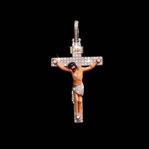 Pendentif Jésus en émail glacé plaqué or en laiton diamanté, bijoux de rappeur de luxe, vente en gros unisexe - Product Image 2