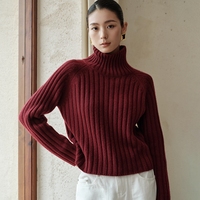 Pull en cachemire 100% pur pour femme, col haut, tricoté, manches longues, pull tendance