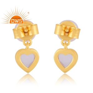 Latest Design Sterling Silver 18K Gold Plated Pearl & Rainbow Moon Stone Gemstone <b>Earring</b> Demi <b>Fine</b> Jewelry Manufacturer - Product Image 4