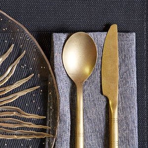 มาใหม่ล่าสุดไม้ไผ่รูปร่าง Handle 18/10 สแตนเลสโมเดิร์นและทนทานGolden 4 ชิ้นFlatwareชุดChicรับประทานอาหารอัพเกรด - Product Image 2
