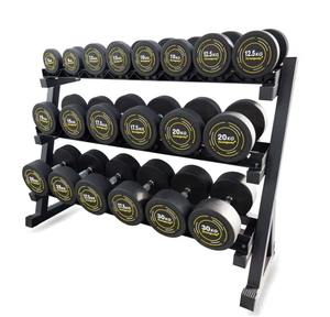 En stock : Ensemble d'haltères en caoutchouc de 60 kg avec support à 3 niveaux pour l'entraînement du corps et des bras – Nouveau stock - Product Image 1