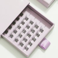 Pestañas Postizas Personalizadas al por Mayor, Hechas a Mano, Pre-cortadas, DIY, de Pelo Sintético Segmentado, 12 Filas para Clusters, Base Superfina y Puntiaguda