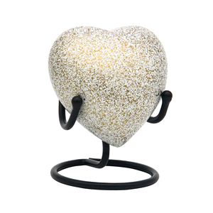 Urne funéraire de luxe en forme de cœur, design moderne, écologique, avec support métallique, capacité de 60 ml, meilleure qualité, cadeau fait main - Product Image 1