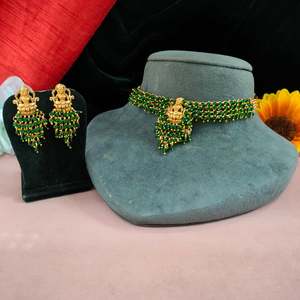 Temple Look Et Minimal Perles Travail Collier Ensemble Pour Les Femmes Longue Durée Brillance Fine Qualité kundans Idéal Pour Les Événements Festifs - Product Image 1