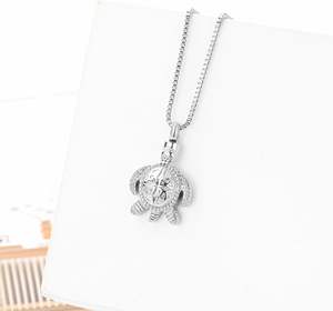 Collar de urna de joyería de cremación de tortuga marina personalizado de plata para cenizas, colgante de urna conmemorativa de recuerdo funerario de tortuga para tamaño humano - Product Image 5