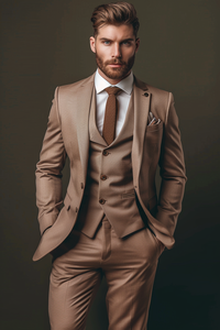 Fashion Men's 3 Piece <b>Suit</b> Set with Blazer Waistcoat Pants Slim Fit Business Office Wear Wedding Ceremony Reception Banquet - Product Image 2