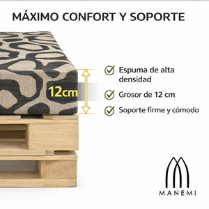 Ensemble de 4 coussins de palettes d'extérieur en tissu durable 120x80 + 120x50 cm pour canapé de jardin, 12 cm d'épaisseur, housse amovible, mobilier de patio - Product Image 5