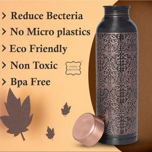 <b>Black</b> Engraved copper <b>Bottle</b> High Quality Pure Copper <b>Water</b> <b>Bottles</b> Available Premium quality <b>Water</b> <b>Bottle</b> - Product Image 3